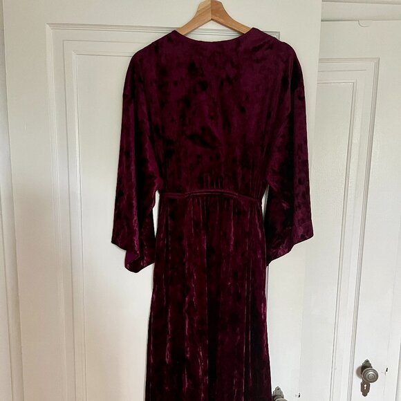 H BY HALSTON | Purple Velvet Robe Dress | Size L - Picture 3 of 6